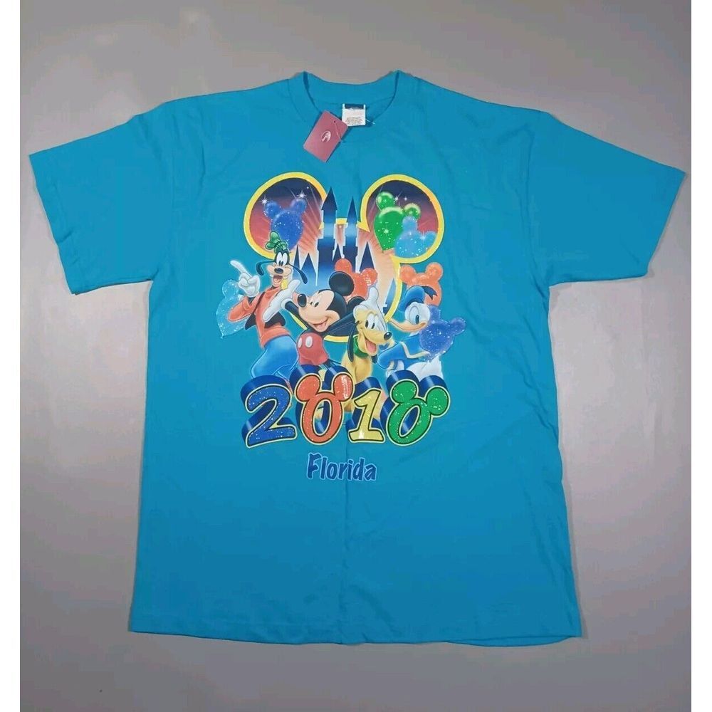 Disney Shirt‎ Mens XL Blue 2010 Florida Mickey Mouse Pluto Donald Duck